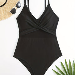 Mesh Criss Cross One Piece Swimsuit