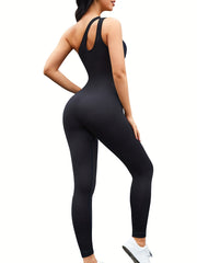 One Shoulder Strap Shaping Jumpsuit Tummy Control