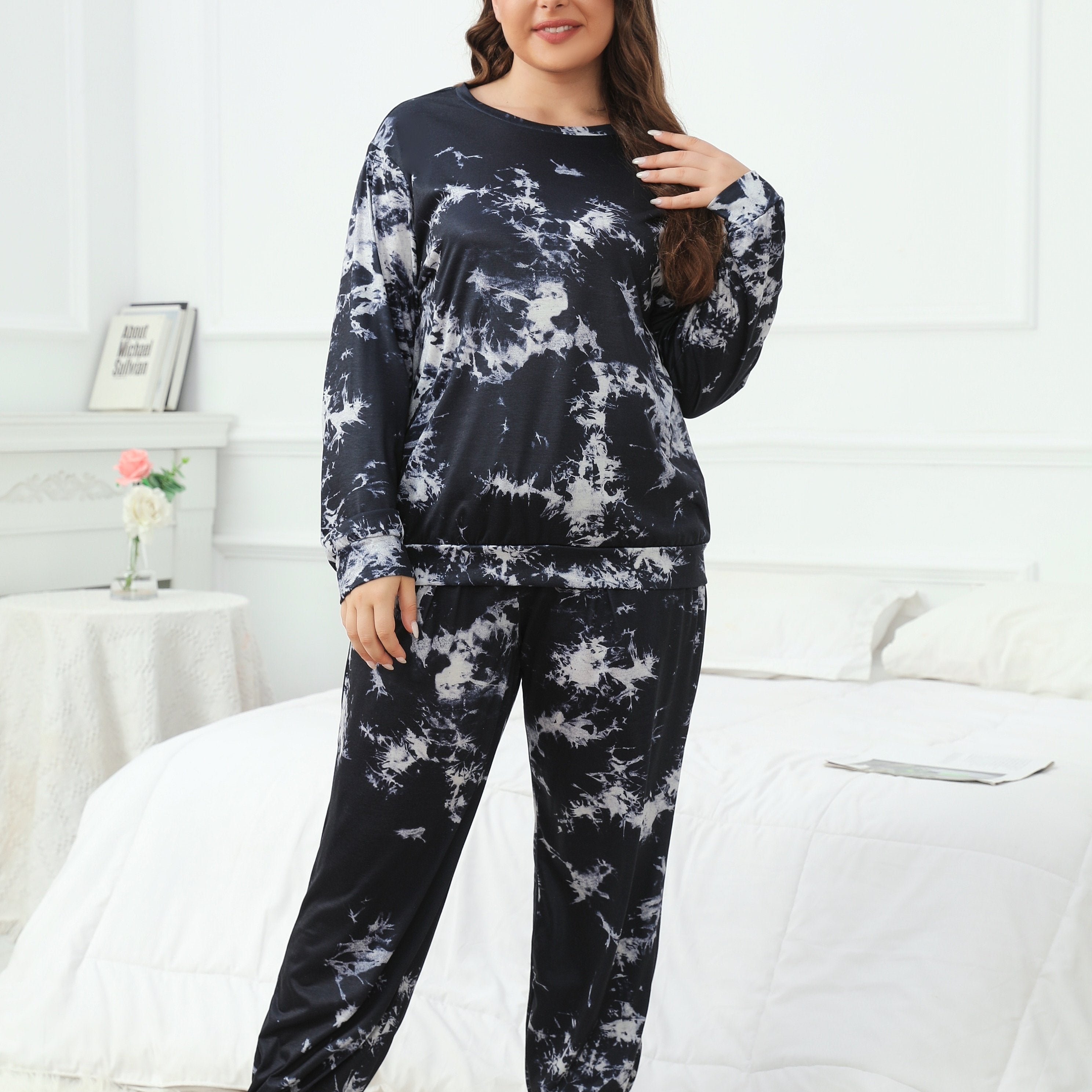 Tie Dye Lounge Set Women's Pajama Two Piece Set