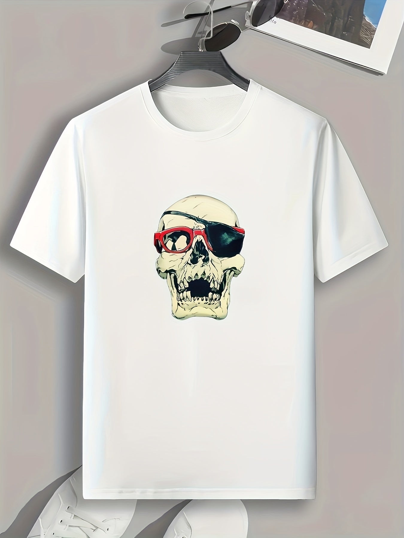 Skull Print Men's Graphic T Shirt for Summer