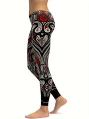 Boho Print Plus Size Leggings with Slight Stretch