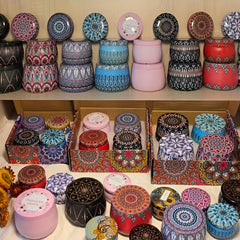 Bohemian Dried Flower Scented Candles Tin Can Fragrant for Bedrooms