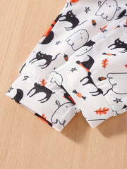 Girls Halloween Jogger Trousers Pumpkin Ghost Print Elastic Waist Pants
