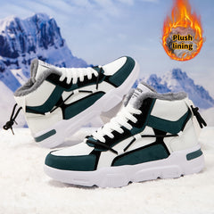Men's Color Block High Top Snow Boots Warm Plush Lining