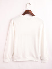 Letter & Number Print Pullover Crew Neck Sweatshirt