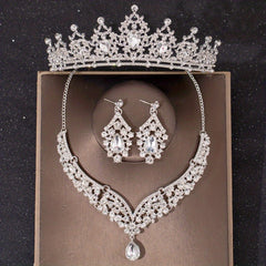Baroque Green Crystal Bridal Jewelry Rhinestone Tiaras Crown