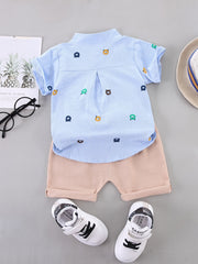 Baby Boys Bear Print Casual Outfit Shirt & Shorts