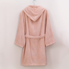 Soft Coral Fleece Bathrobe with Hood