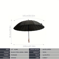Vintage Long Handle Umbrella Wind Resistant Business Straight Pole Long Umbrella