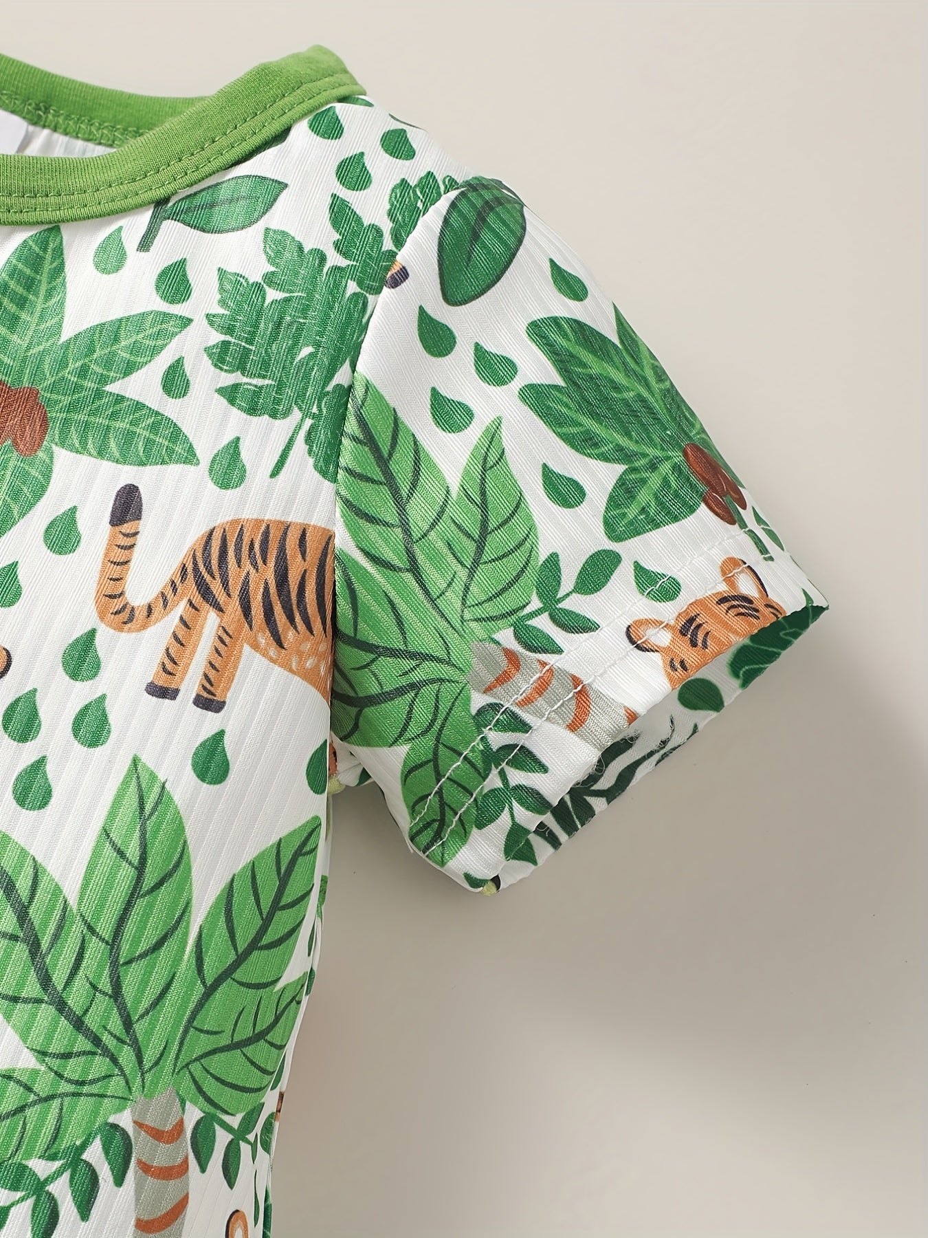 Animal Graphic Print Short Sleeve Romper Jumpsuit for Baby Boys & Girls