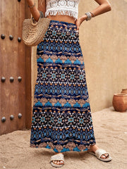 Tribal Print High Waist Maxi Skirt