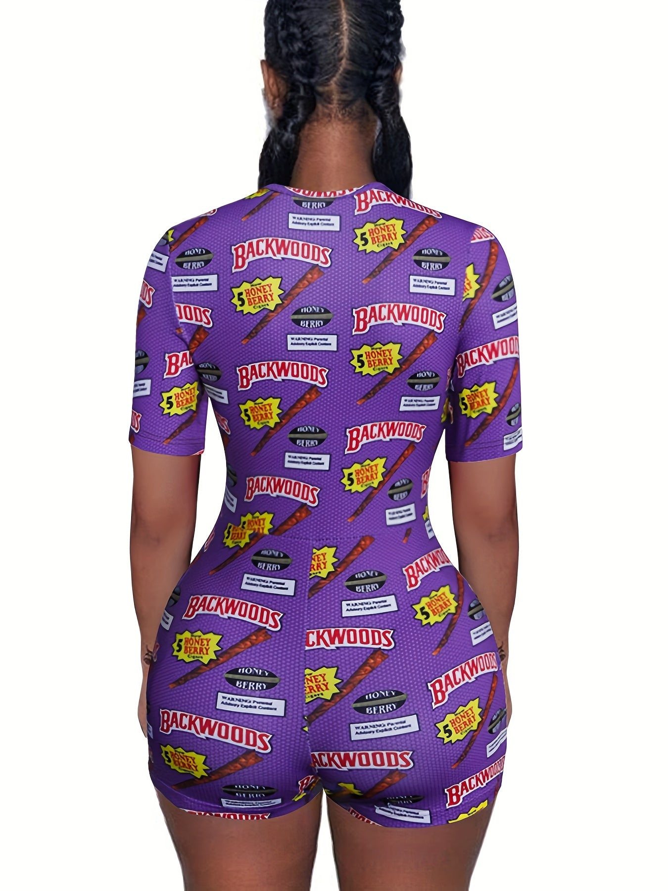 Button Short Sleeve Lounge Romper Women's Sleepwear