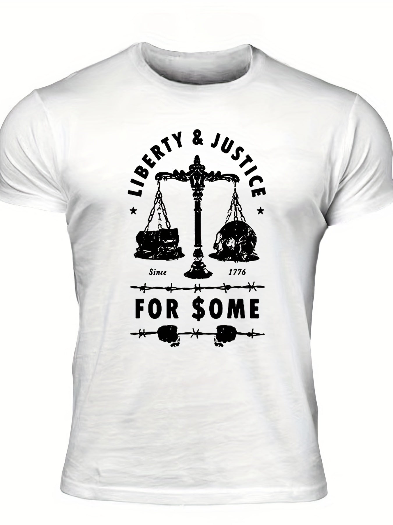 Men's Liberty & Justice Print Tee Crew Neck T-shirt