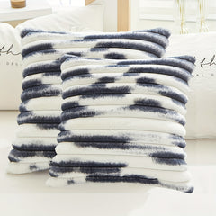 2pcs Gradient Striped Throw Pillow Covers Velvet Square Pillowcase