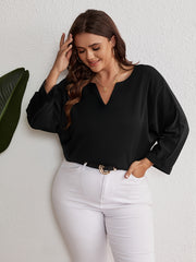 Solid Batwing Sleeve Casual Blouse Loose Fit Top