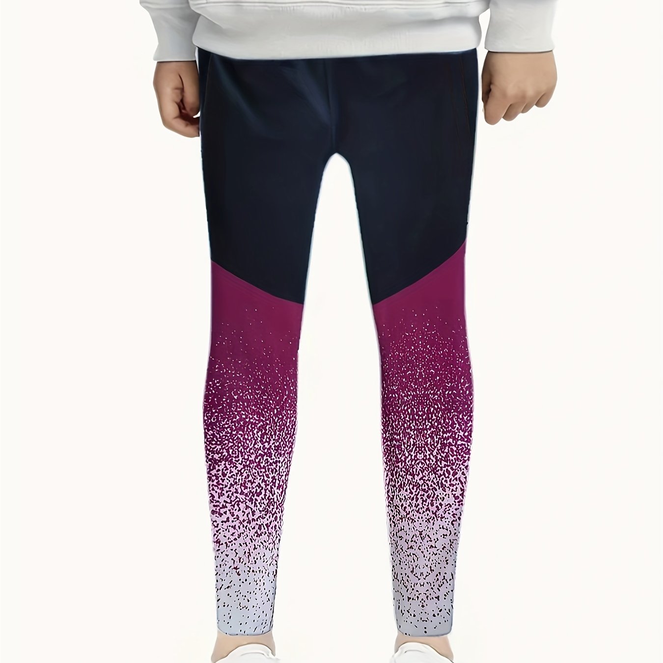 Girls Splicing Leggings Comfy Slim Leggings For Sports Running Jogging Gym