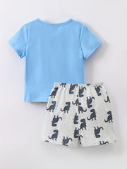 Boys Dinosaur Graphic Print T shirt & Shorts Set For Summer