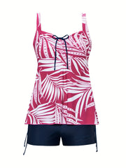Solid Ruched Front Tankini Set