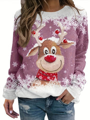 Women's Deer Graphic Christmas Sweatshirts Long Sleeve Pullover Tops