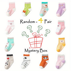 12 Pairs Baby Animal Print Crew Socks Non-Slip Cotton Toddler Socks