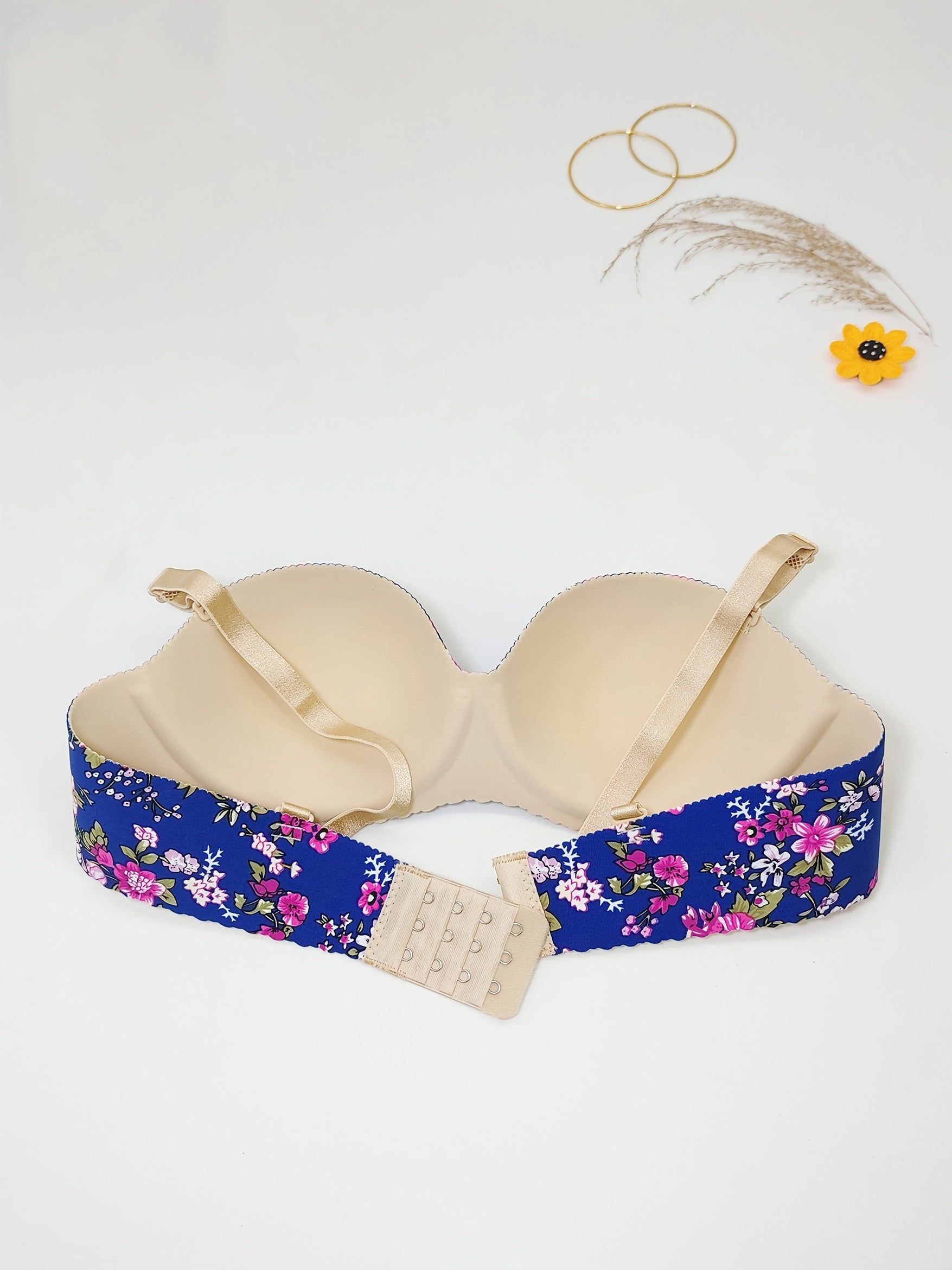 2pcs Floral Print Push Up Bra Pack Seamless Bralette Women's Lingerie