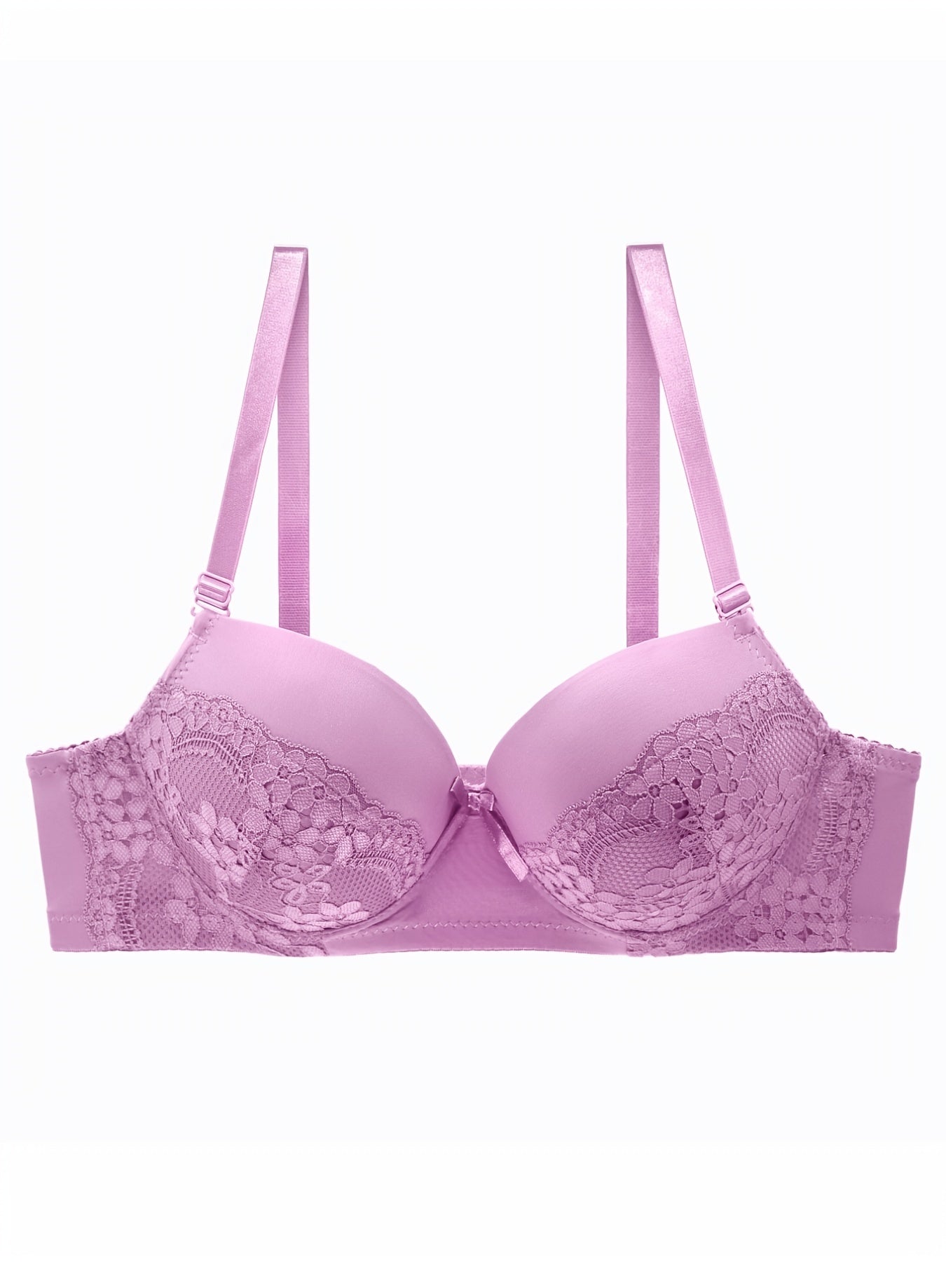 Sexy Lace Front Bowknot Flower Printing Bra Anti Sagging Micro Elastic Bra