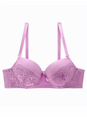 Sexy Lace Front Bowknot Flower Printing Bra Anti Sagging Micro Elastic Bra