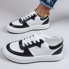 Women's Colorblock Platform Skate Shoes Breathable Low Top Sneakers