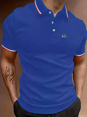 Men's Whale Graphic Polo Shirt Casual Lapel Button Up