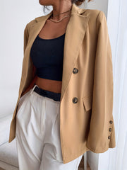 Double Breasted Lapel Blazer Long Sleeve Outerwear