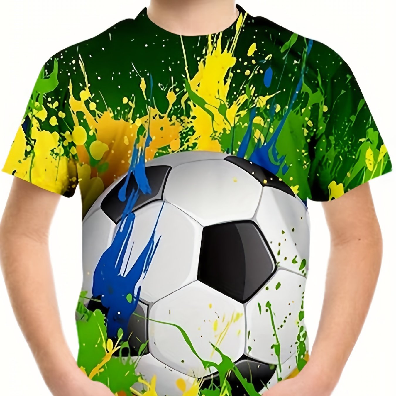 Boy's Splatter & Football Graphic T shirt Casual 3D Print Tee Kid's Clothing