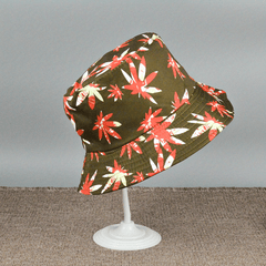 Maple Leaf Print Bucket Hat Foldable Outdoor Sun Protection Sunshade
