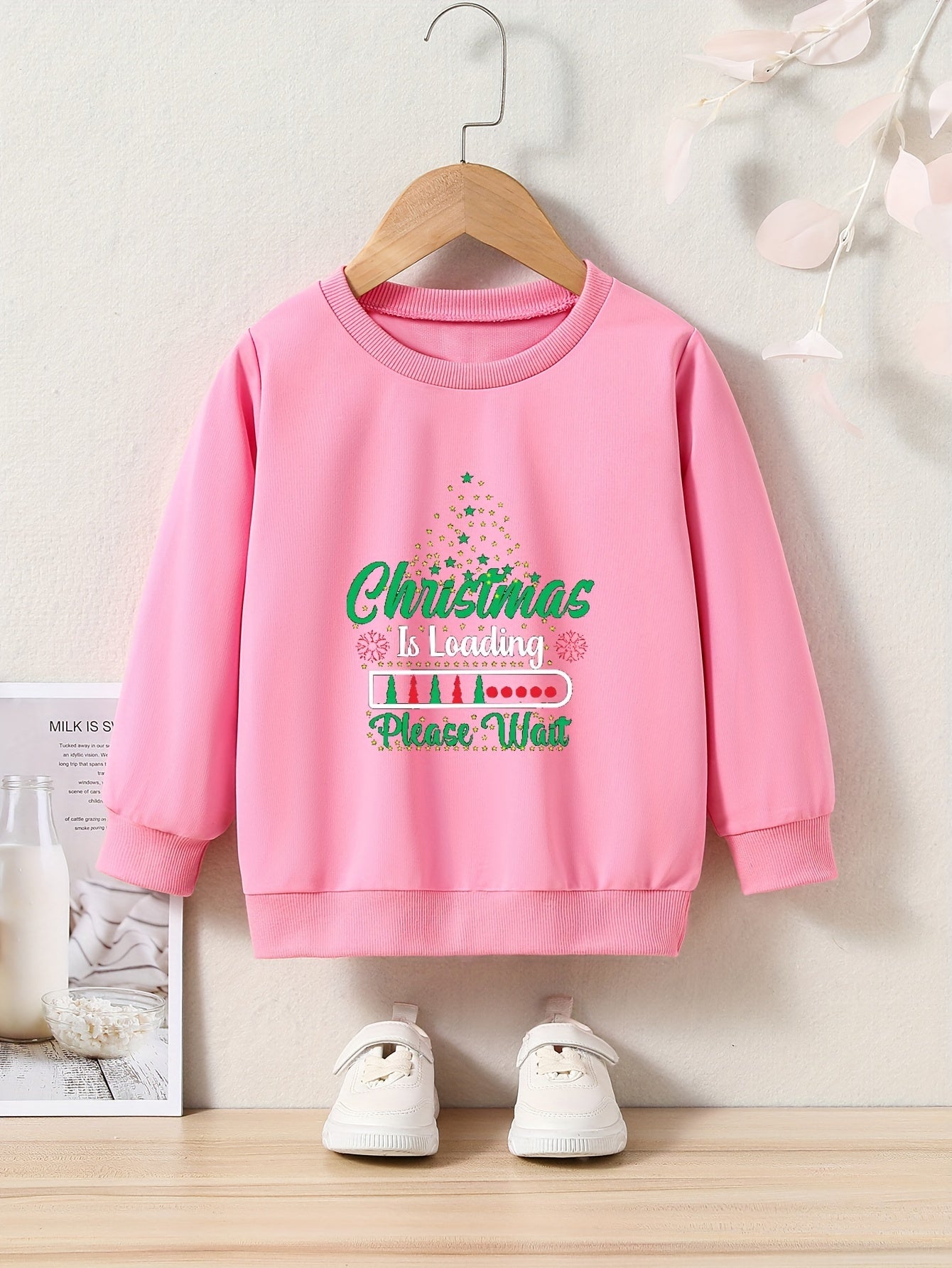 OERYUI Girls Christmas Sweatshirt Christmas Is Loading Wait Print Pullover