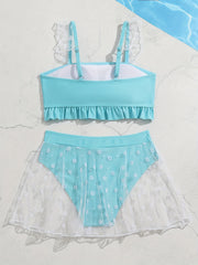Sun Protection Girls' 2 piece Swimsuit Top & Mesh Shorts Sets