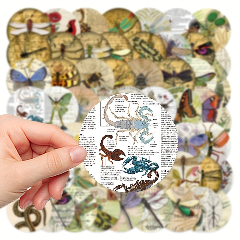 50pcs Retro Insect Specimen Series Graffiti Stickers Waterproof DIY Sticker Pack