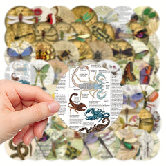 50pcs Retro Insect Specimen Series Graffiti Stickers Waterproof DIY Sticker Pack