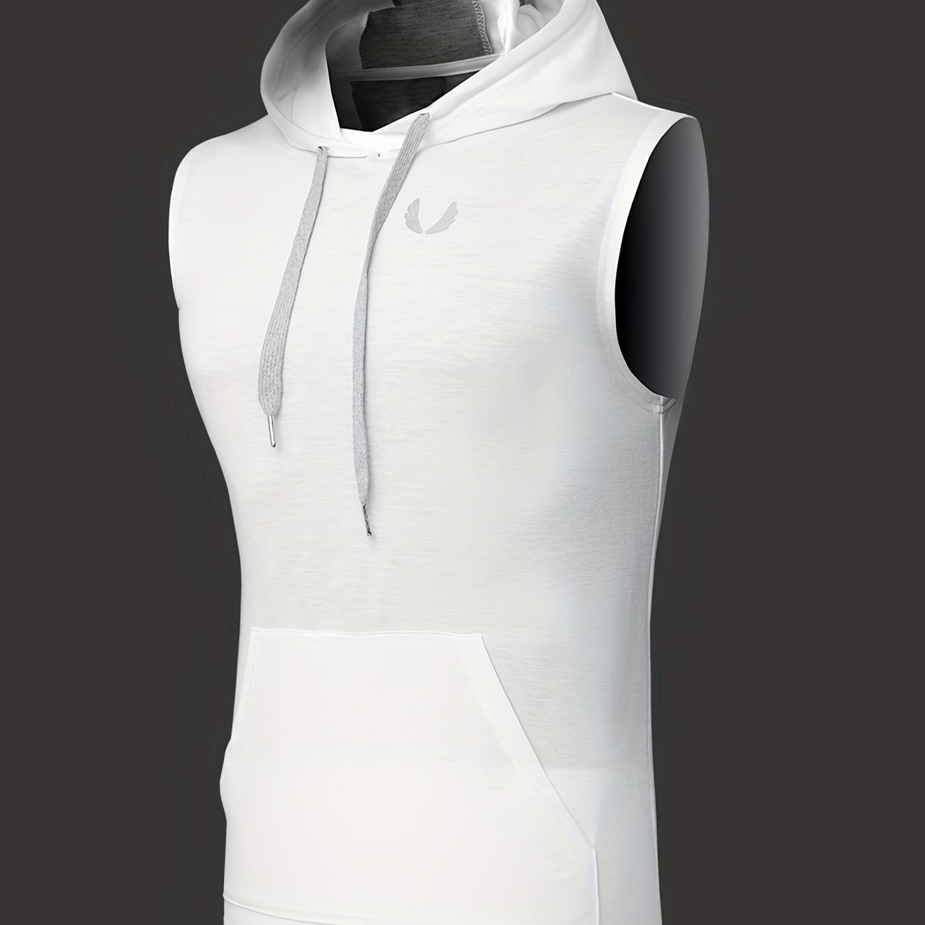 Men's Solid Hooded Sleeveless Sweatshirt Athletic Drawstring Tank Top