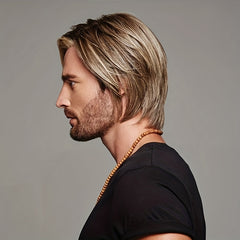 Men Short Straight Wig Heat Resistant Synthetic Wig