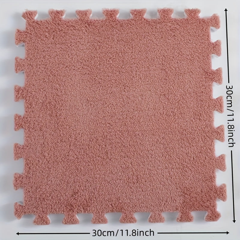 12pcs Plush Puzzle Floor Mat Bay Window Mat Seat Squares