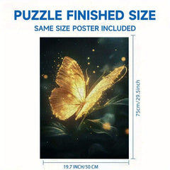 1000pcs Glowing Golden Butterfly Jigsaw Puzzle - Challenging Intermediate Puzzle