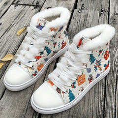 Christmas Plush Lined Thermal Skate Shoes High Top Fall Winter Keep Warm