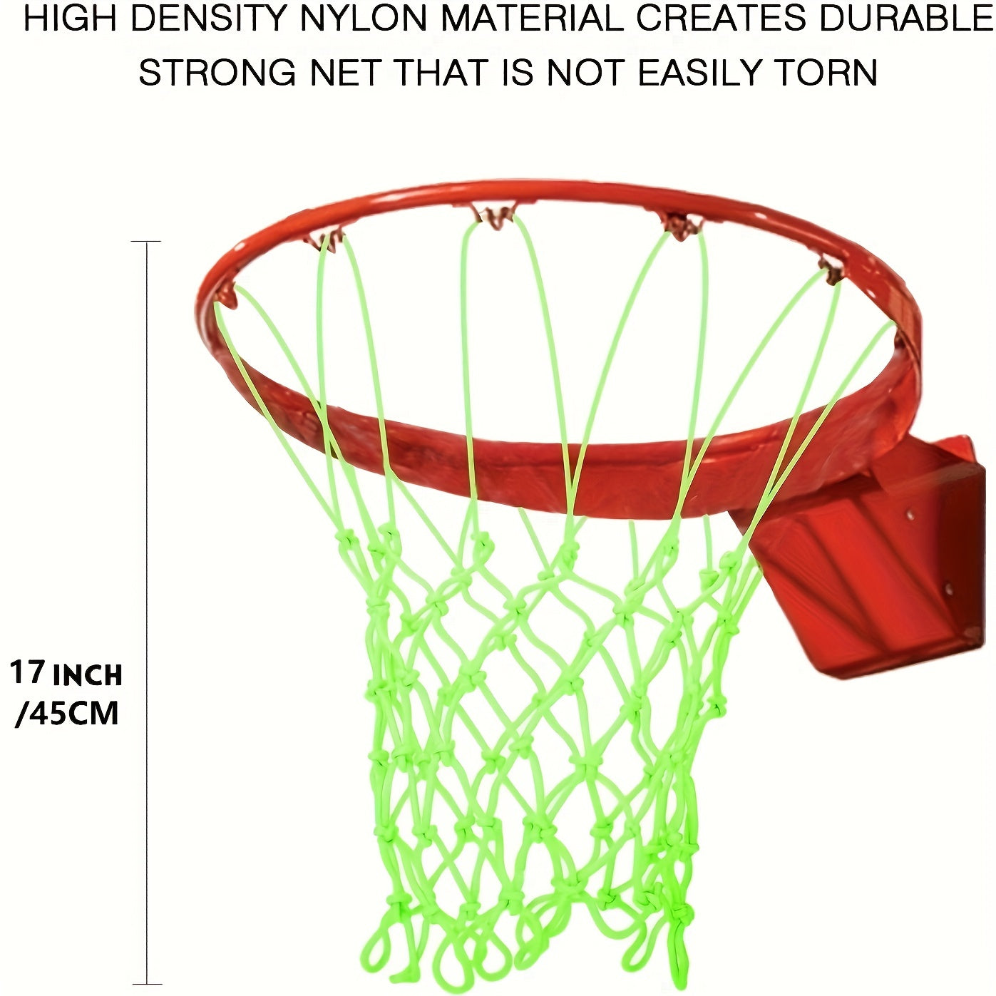 Glow in the Dark Luminous Basketball Net with 12 Hooks