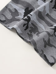 Boys Camo Print Cotton Hooded Top with KING Print & Shorts