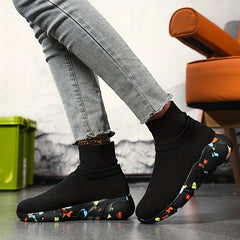 Breathable Flying Woven Boots Slip On Sock Shoes