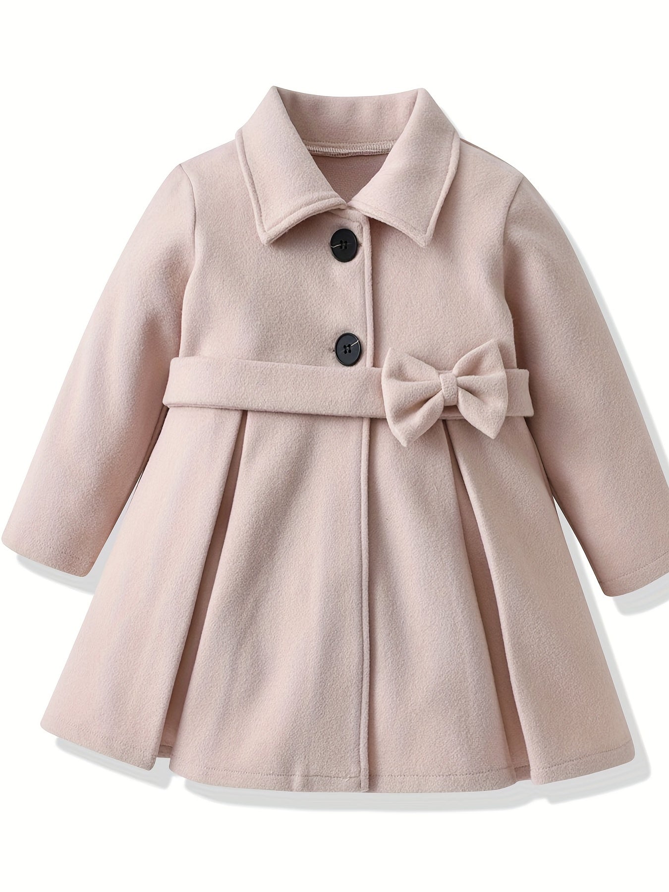 Girls' Bow Front Collar Jacket Coat For Fall Winter