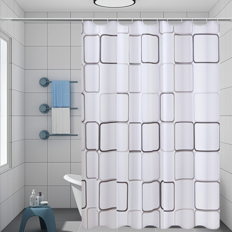 Small Checkered PEVA Shower Curtain Waterproof Bath Curtain