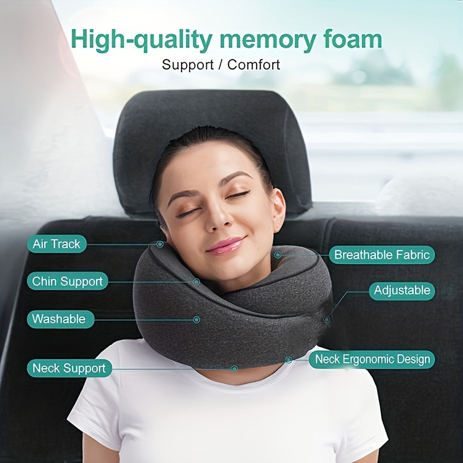 Memory Foam Travel Pillow Comfortable & Breathable Cover Machine Washable