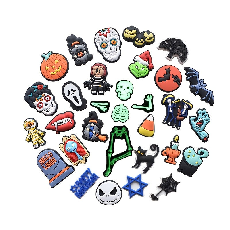 Halloween Pattern Charms for Clogs, Bubble Slides, Sandals - Set of 31