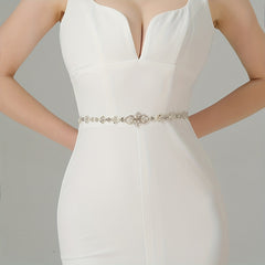 Rhinestone Bridal Belt Waist Chain Sash Faux Pearl Beaded Belt