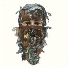 Ghillie Camo Leafy Hat 3D Face Mask for Outdoor Game